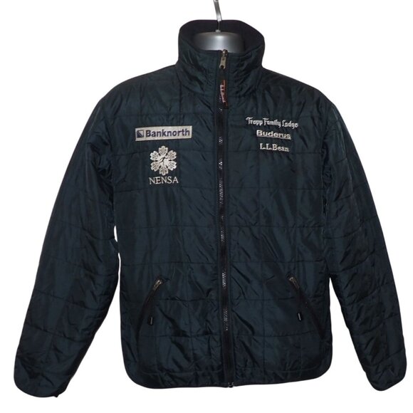 L.L. Bean Quilted Ski Jacket Mens S Black New England Nordic‎ Ski Zip Thinsulate - Picture 1 of 6